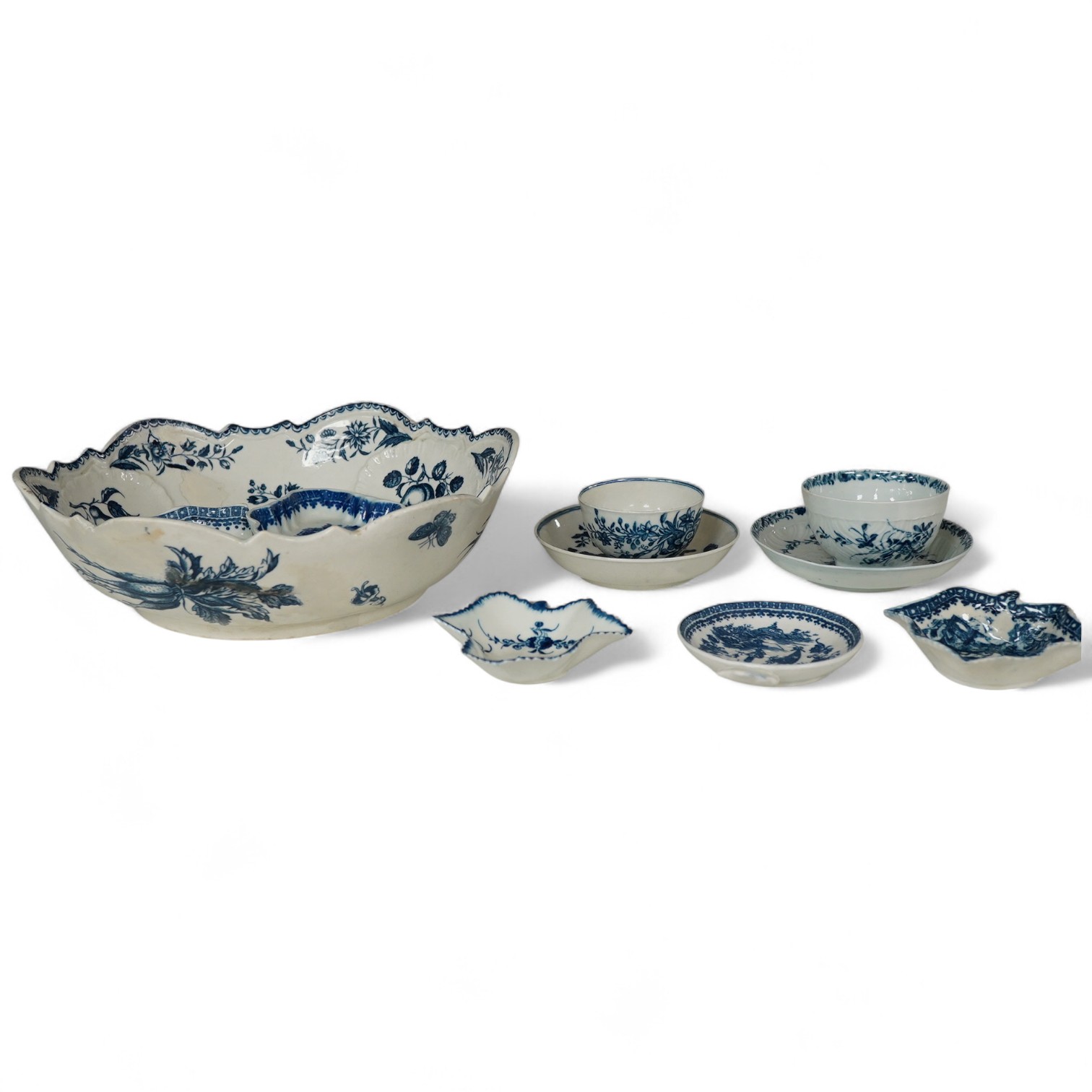 Ten 18th/19th century Worcester and Worcester style items, largest 25cm